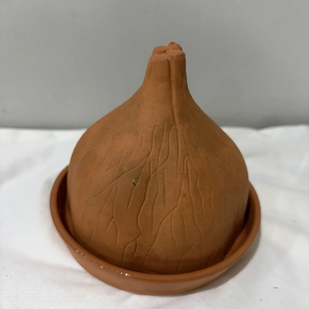 Rowoco Terra Cotta Garlic Roaster Baker Cooker‎ & Keeper Storage Set Vintage